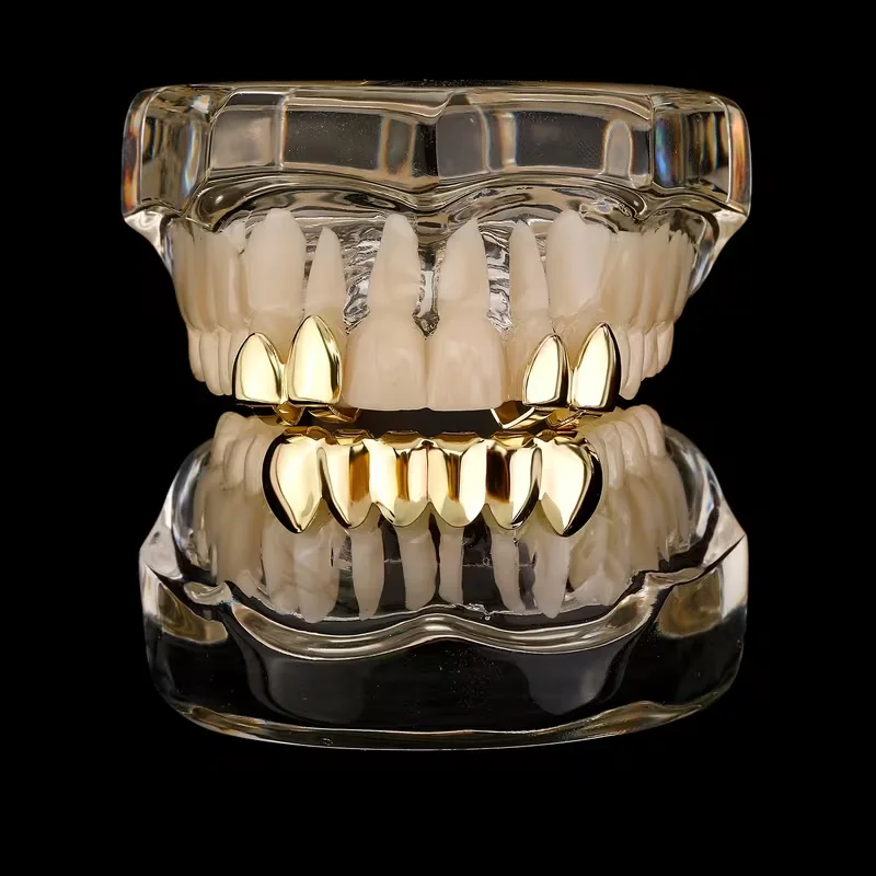 Hot-Selling Fashionable Two-Tone 3Pcs Set Hip-Hop Halloween Stage  Fangs Fashion Punk Tooth Caps For Women Men Body Jewelry Gift