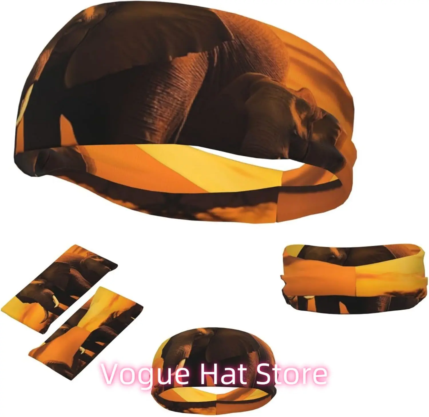 

Sports Headband for Men Women Moisture Wicking Athletic Sweatband Sunset Parent-Child Elephant Workout Sweat Bands Non Slip Head