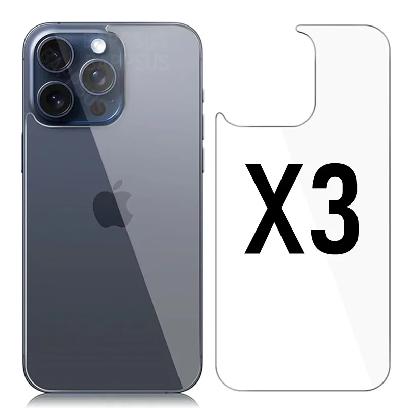 Protector de pantalla trasera de vidrio templado para iPhone 15 14 Plus 13 12 Pro Max, película trasera antiarañazos para iPhone 15 15PM 15Plus