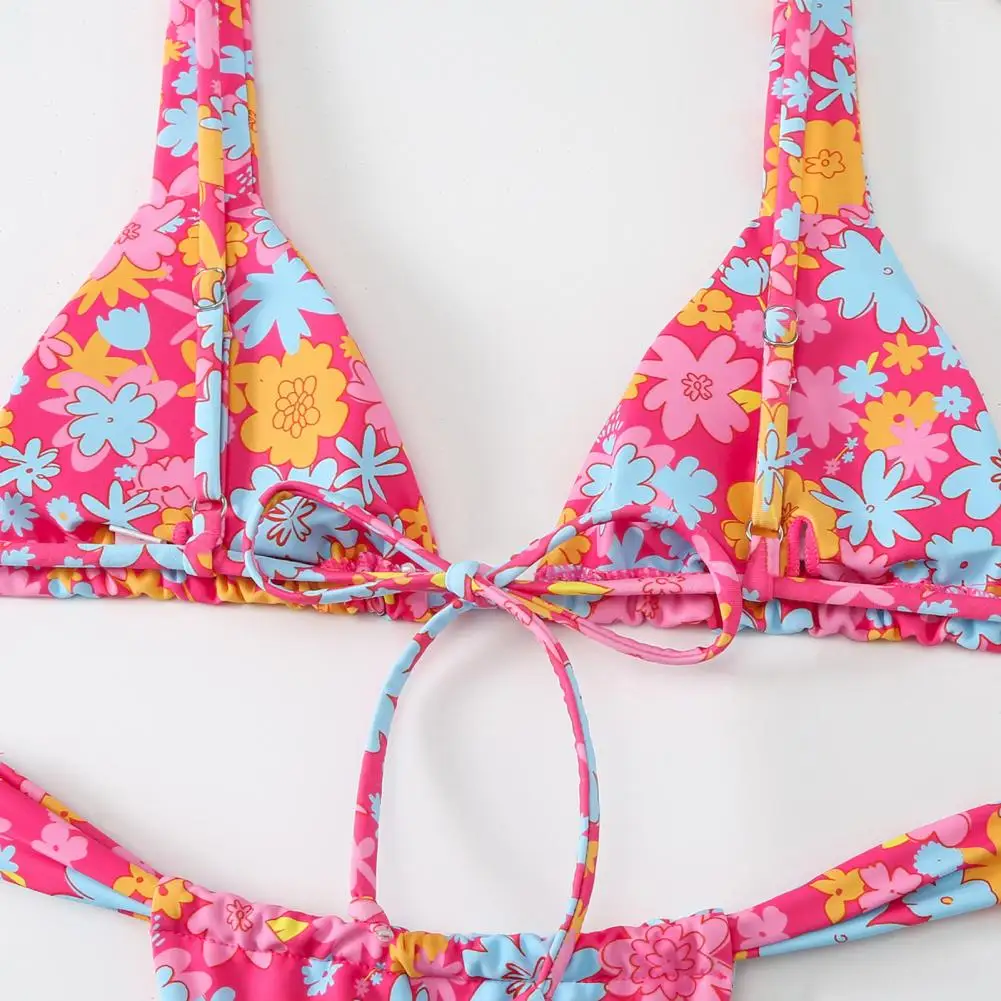 Conjunto de Bikini Reversible con estampado Floral para mujer, traje de baño de dos piezas con estampado Floral, conjunto de Bikini con cuello en V y cintura alta para verano