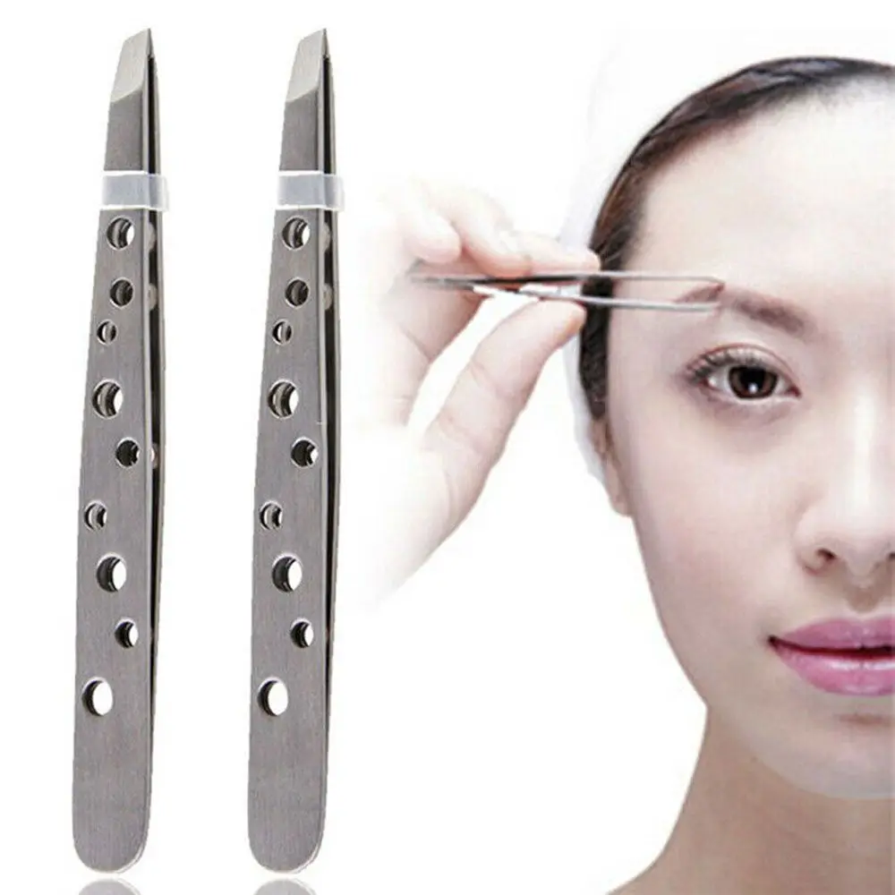 Hot Fashion Beard tweezers Stainless Steel Tweezers Bevel brow clip Eyebrow clip Threading Tweezers