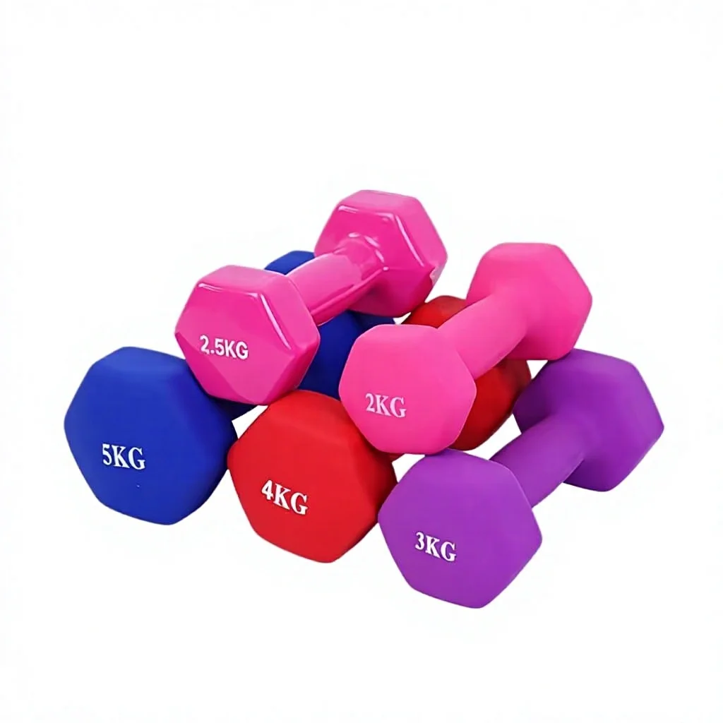 Baoding Cast Iron Rubber-Coated Hexagonal Dip-Coated Matte/Glossy Dipped Dumbbells for Women's Fitness
