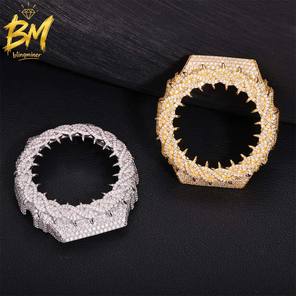 Blingminer Moissanite Watch Case For CAS** GA2100GB Can Pass Diamonds Tester Brass With GRA Wrist Diamonds Case Free Shipping