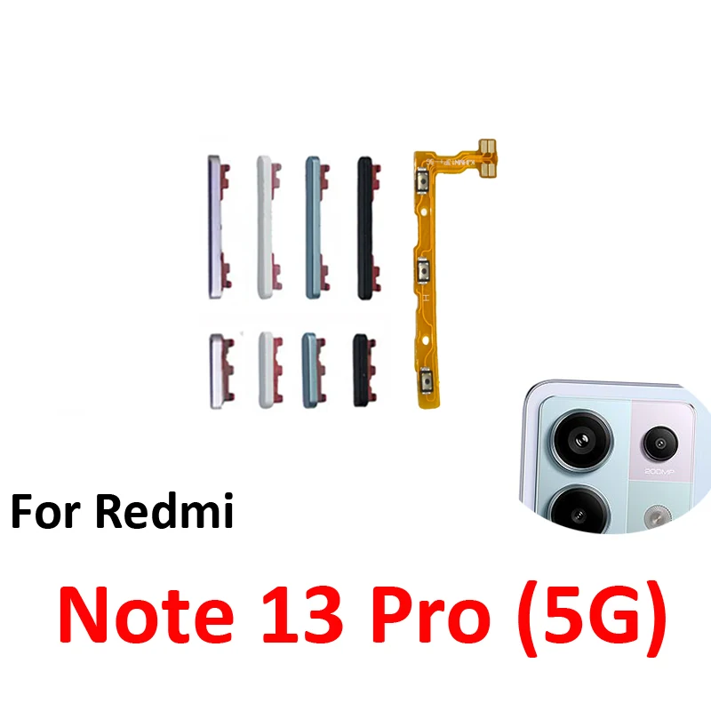 For Xiaomi Redmi Note 13 Pro 5G Phone New Power Volume Button On Off Up Down External Key Internal Flex Cable Repair Parts