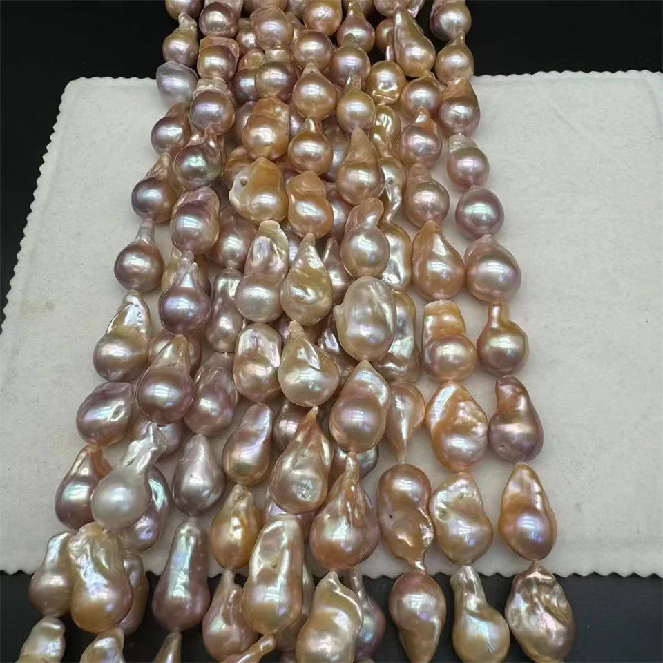 

2A Luxury Real Freshwater Pearl Beads 1 Strand 14-17mm Big Baroque Pearls Natural Purple for Women Necklace Jewelry Making