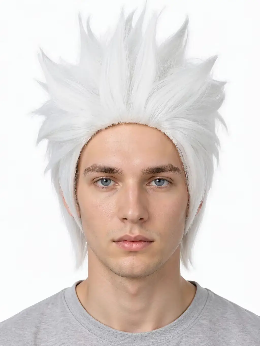 Anime Short White Spiky Wig Heat Resistant Synthetic Hair Cosplay Costume
