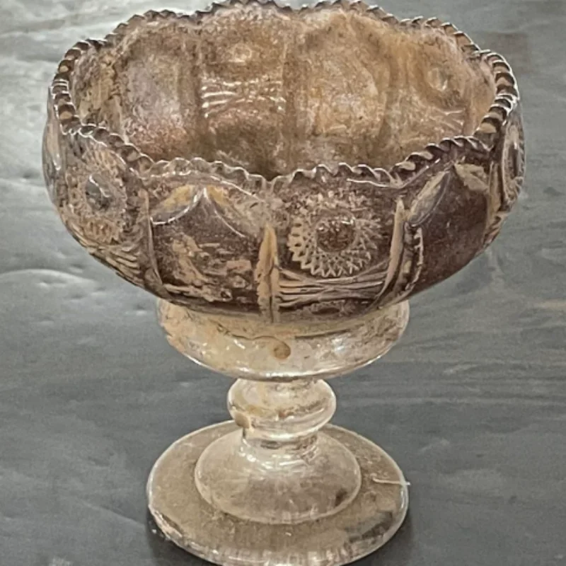 Antique Xiuyan Jade Carved Cup - Exquisite Folk Art Craft & Home Desktop Decor Collectible Ornament
