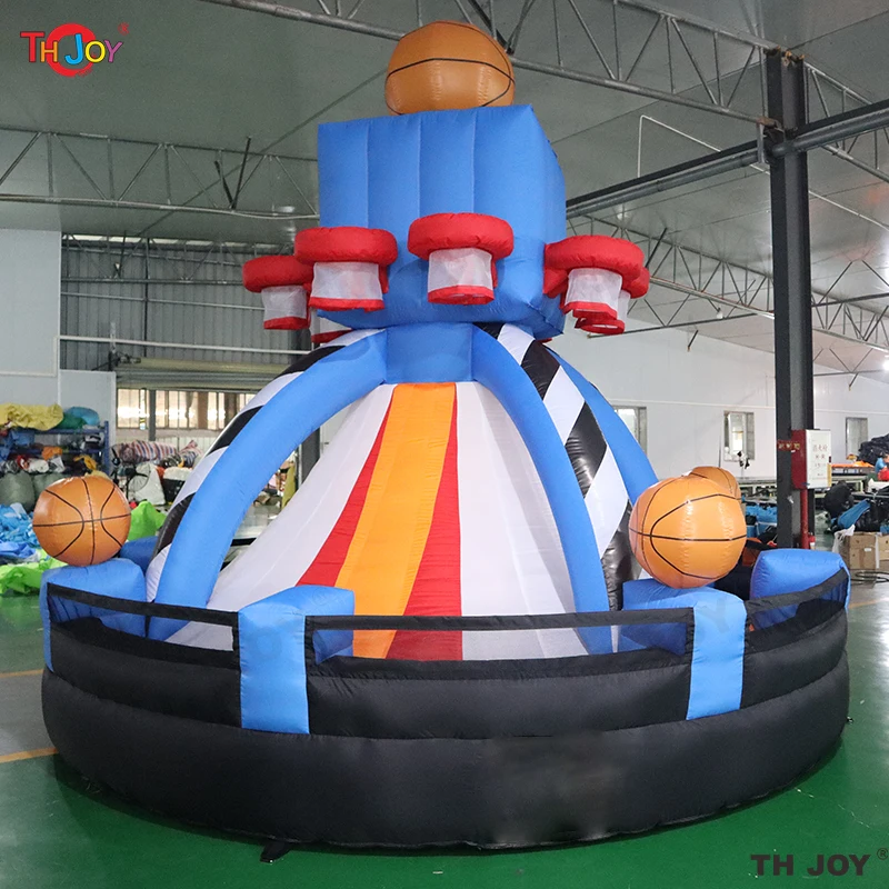 Envío aéreo rápido, 4m de diámetro, 8 aros, sistema de juego de baloncesto, juego de lanzamiento de tiro de baloncesto inflable combinado a la venta