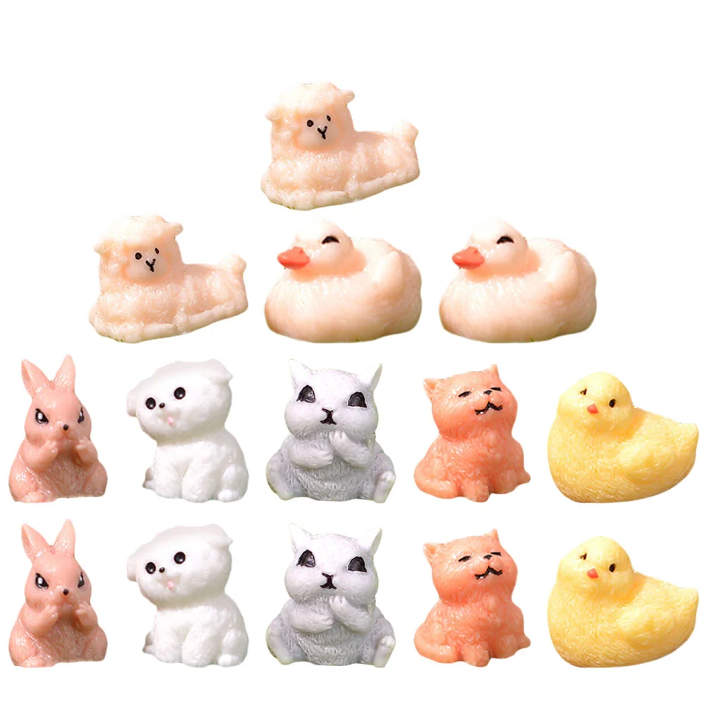 

14 Pcs Desktop Ornament Animals Decor Resin Craft Figurines Miniature Adornment Toy