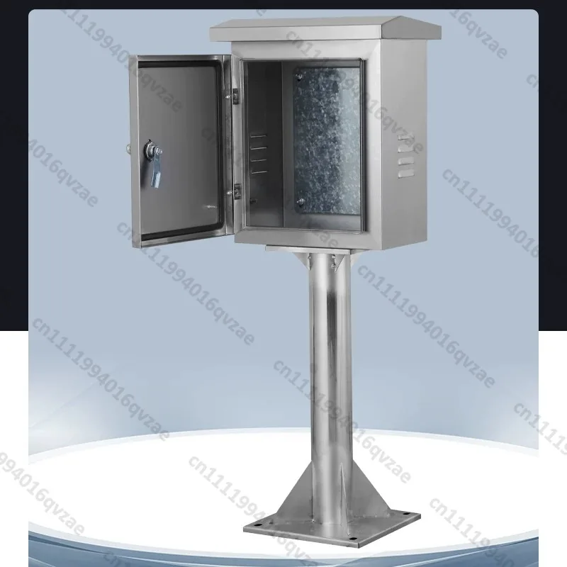 Outdoor 304 Stainless Steel Single Door with Windowable Column Box Instrument Box Floor Rain-proof Box Charging Box