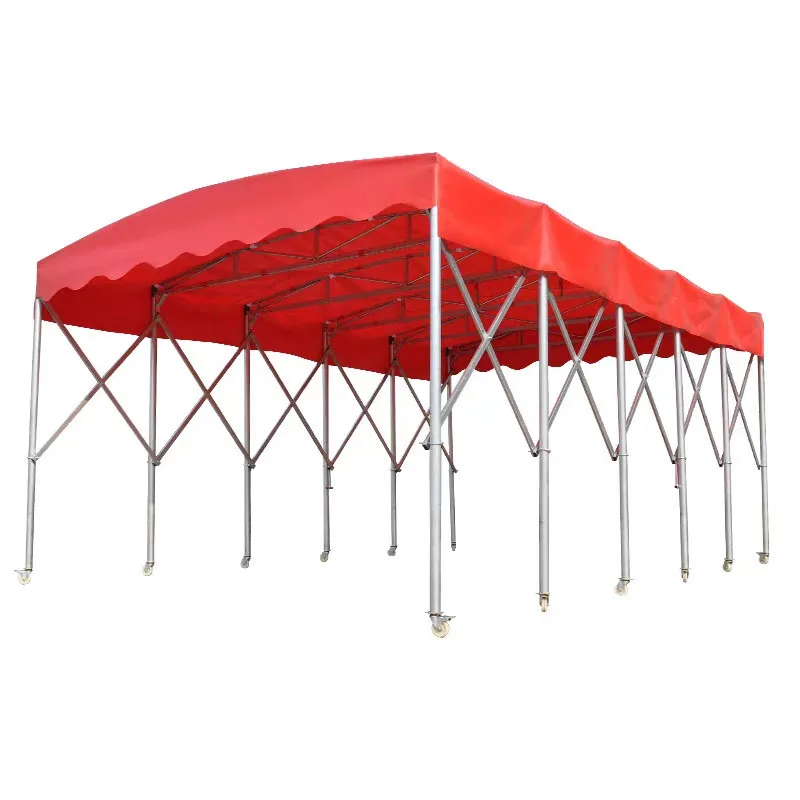 

Electric push-pull canopy outdoor rainproof large warehouse parking canopy movable blue court mobile retractable awning