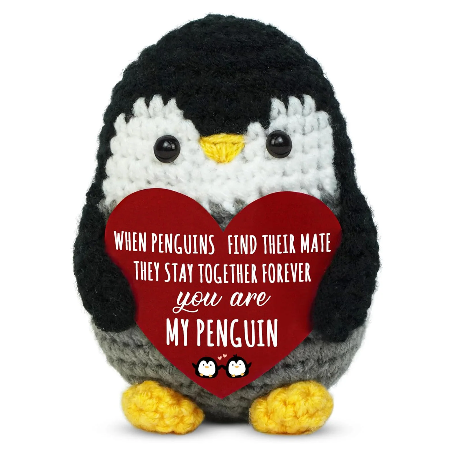 Handmade Positive Penguin Doll With Card Home Decoration Knitted Penguin Christmas Doll Ornament Room Decor Christmas Party Gift