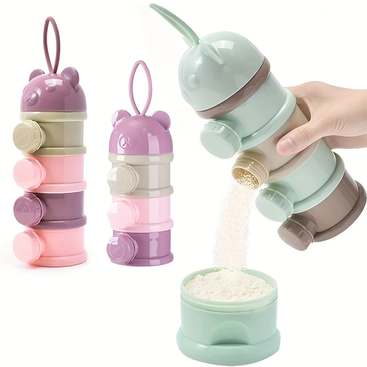 Contenedor de leche en polvo para bebé de gran capacidad con correa, dispensador de fórmula para bebé, caja de almacenamiento de alimentos apilable, caja de aperitivos portátil