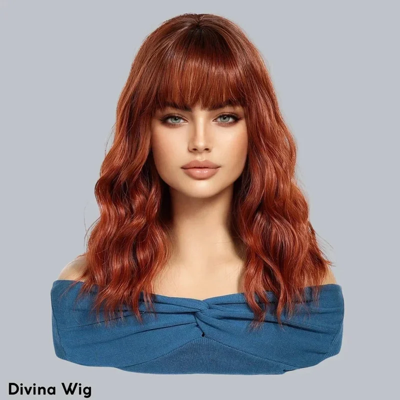 Hair New Fashion Sexy Women's Long Natural Copper Red Wavy Wigs16 In