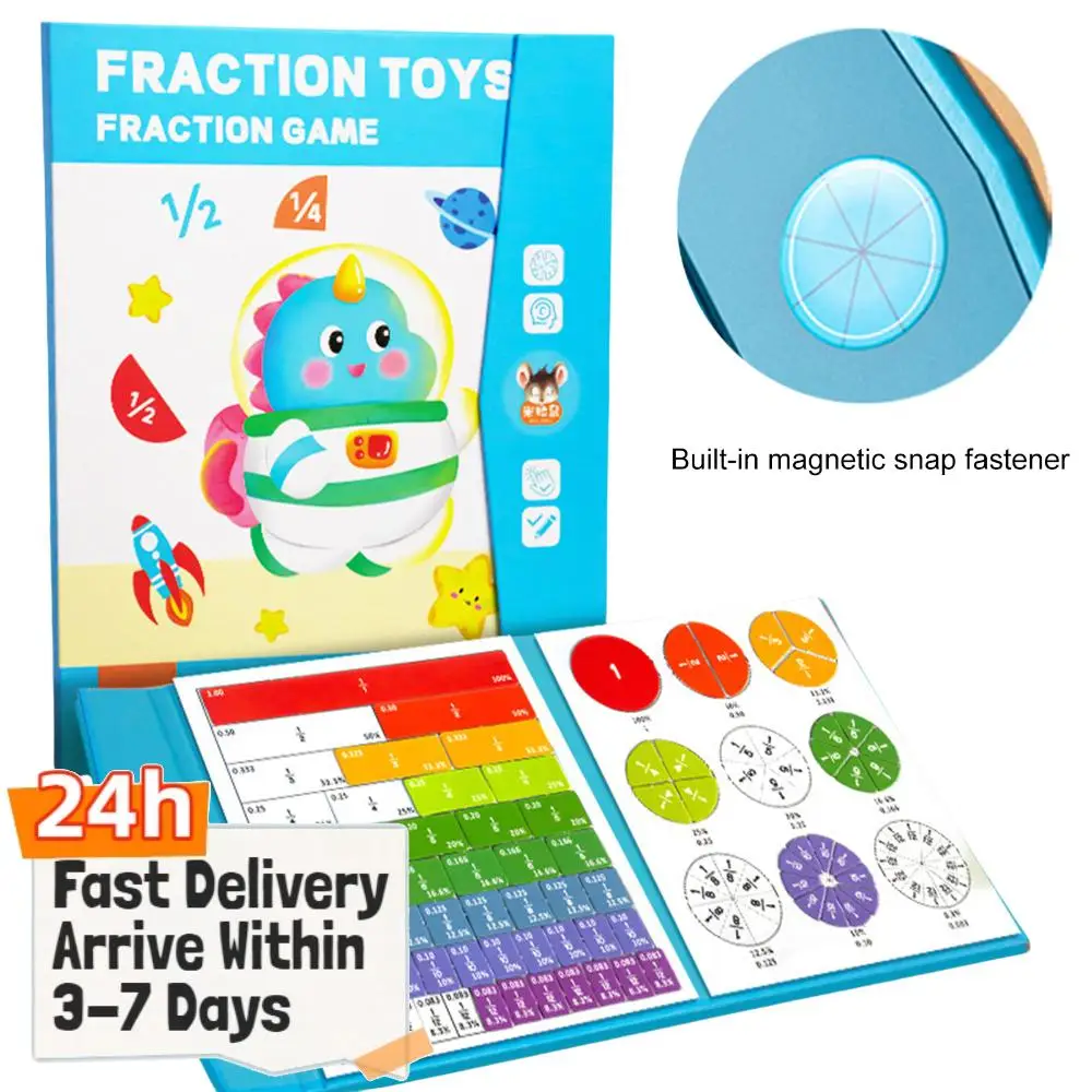 

Магнитные магнитные манипулятивные пособия для изучения дробей с дробными плитками и кругами, обучающие арифметике дробей, для начальной школы