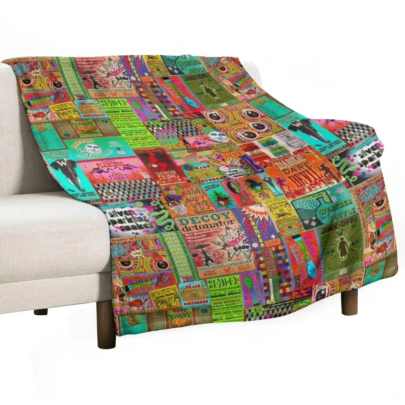 Weasley's Wizard Wheezes Collage Throw Blanket For Decorative Sofa warm winter Blankets