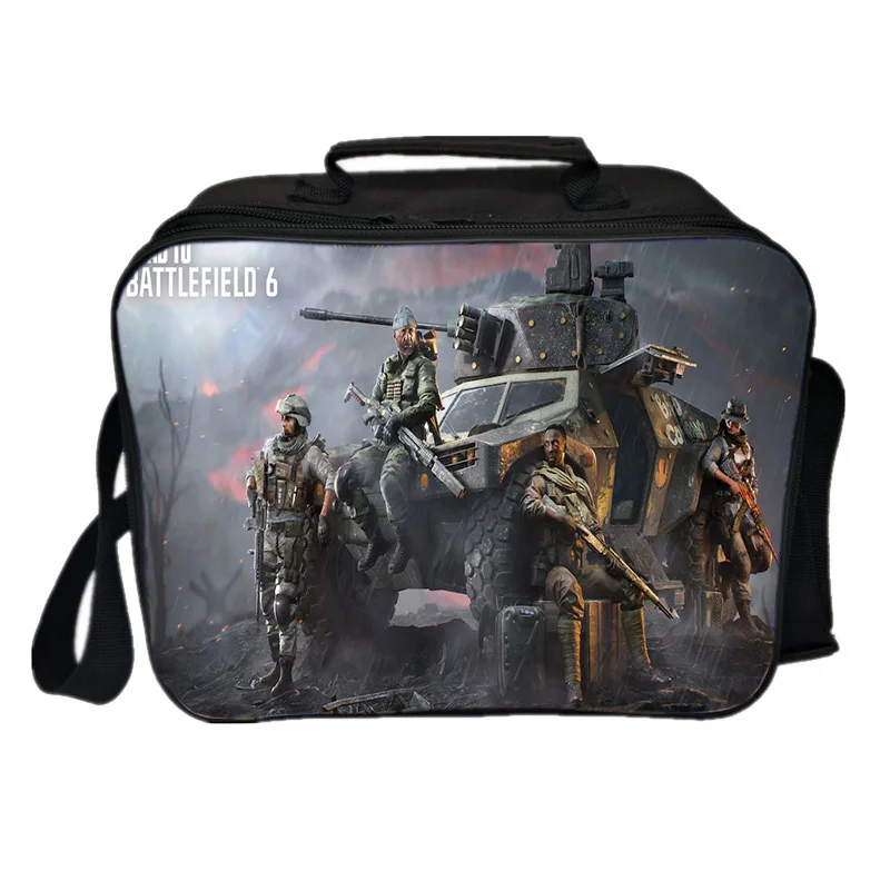 Hot Game Battlefield Fashion Square Insulat Bag Cartoon 3D Print Lunch Bag Student Food Picnic Bag Child Casual Storage Mochilas
