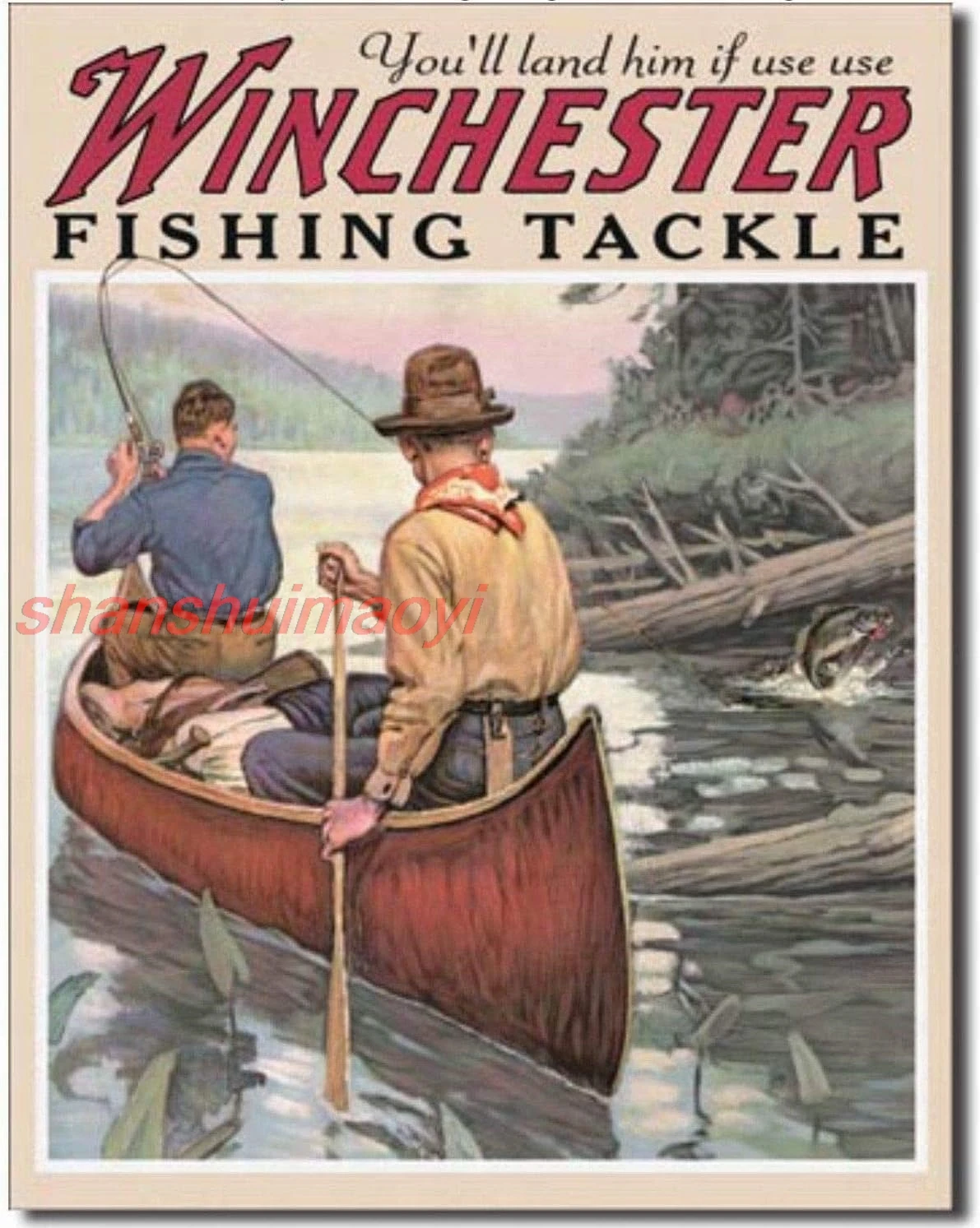 8x12 Vintage Retro Metal Tin Sign Winchester Fish and Tackle Hunting Fishing Home Wall Decor sign