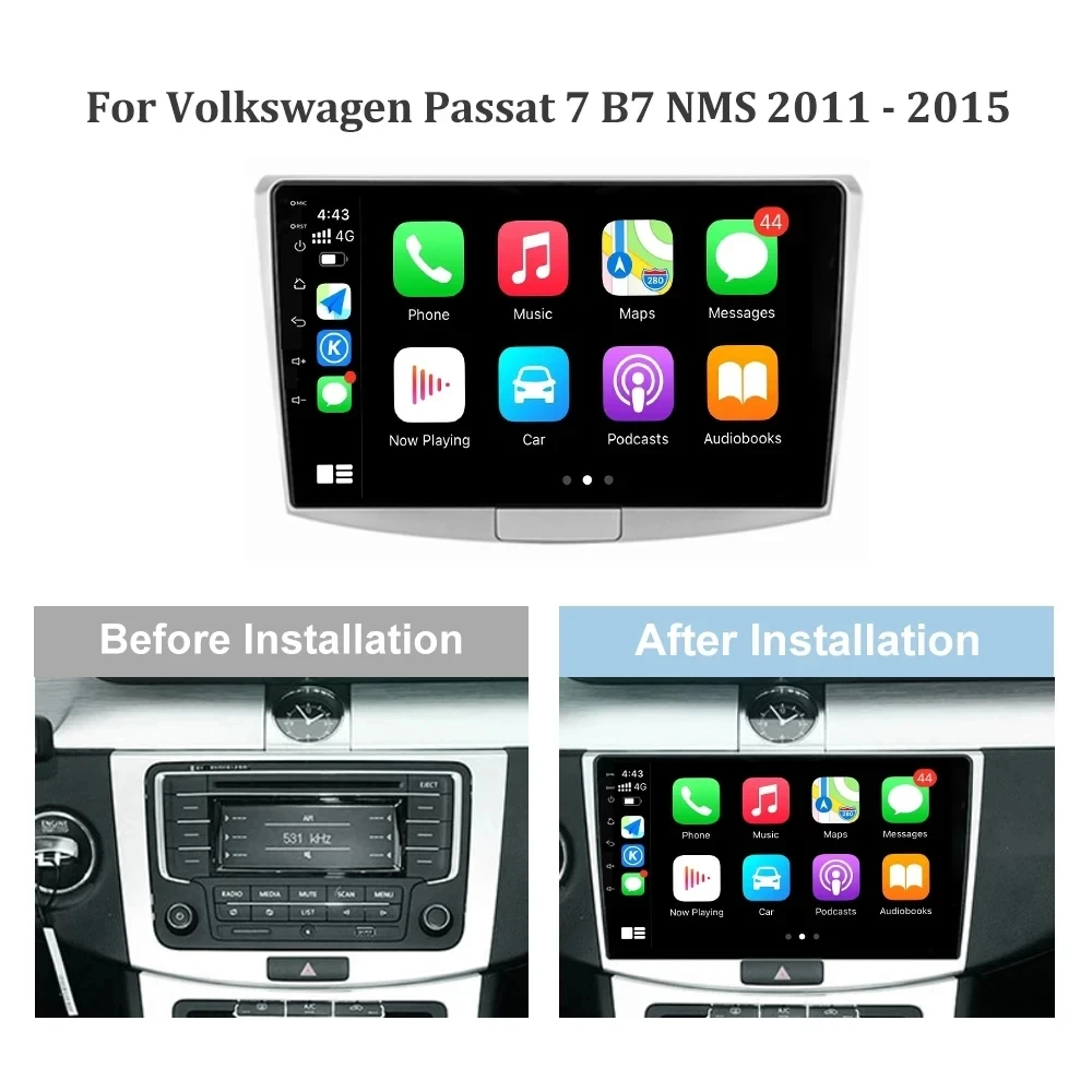 Android 14 Carplay Car Radio For Volkswagen VW Passat B6 B7 B8 CC 2007- 2021 Navigation GPS Multimedia Player WiFi+4G stereo BT