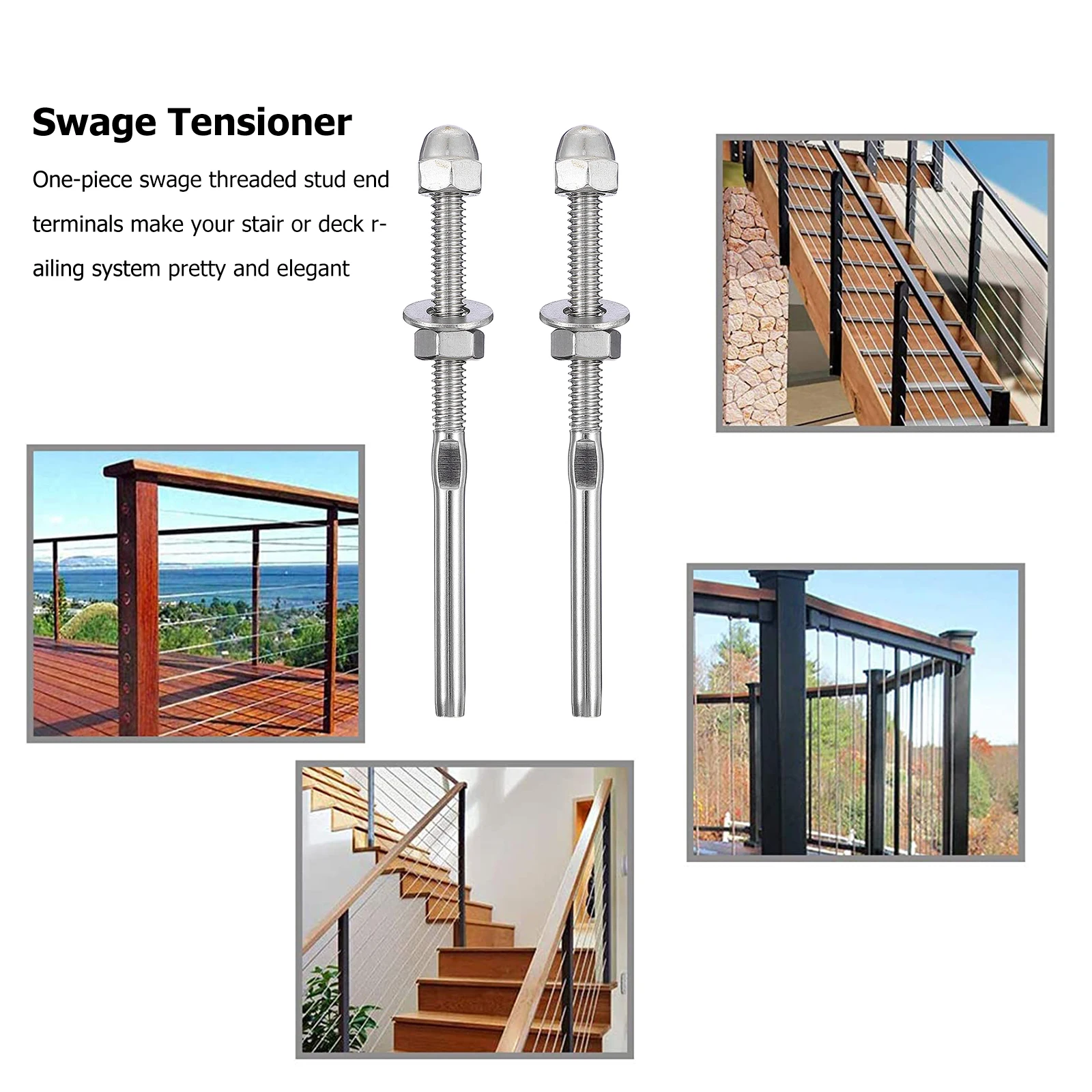 

10 шт., натяжитель кабеля, комплект перила для палубы из нержавеющей стали, фитинг, концевая клемма, электроинструменты