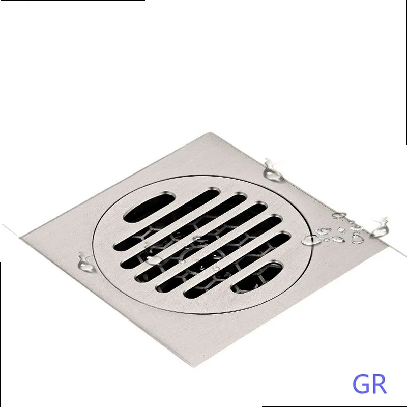 Brass Floor Drain Anti-Odor Gun Gray Bathroom Shower Kitchen Universal