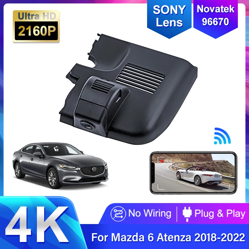 4K 2160P Plug and play Car DVR Video Recorder Wifi Dash Cam Camera For Mazda 6 atenza 2018 2019 2020 Control By Mobile APP