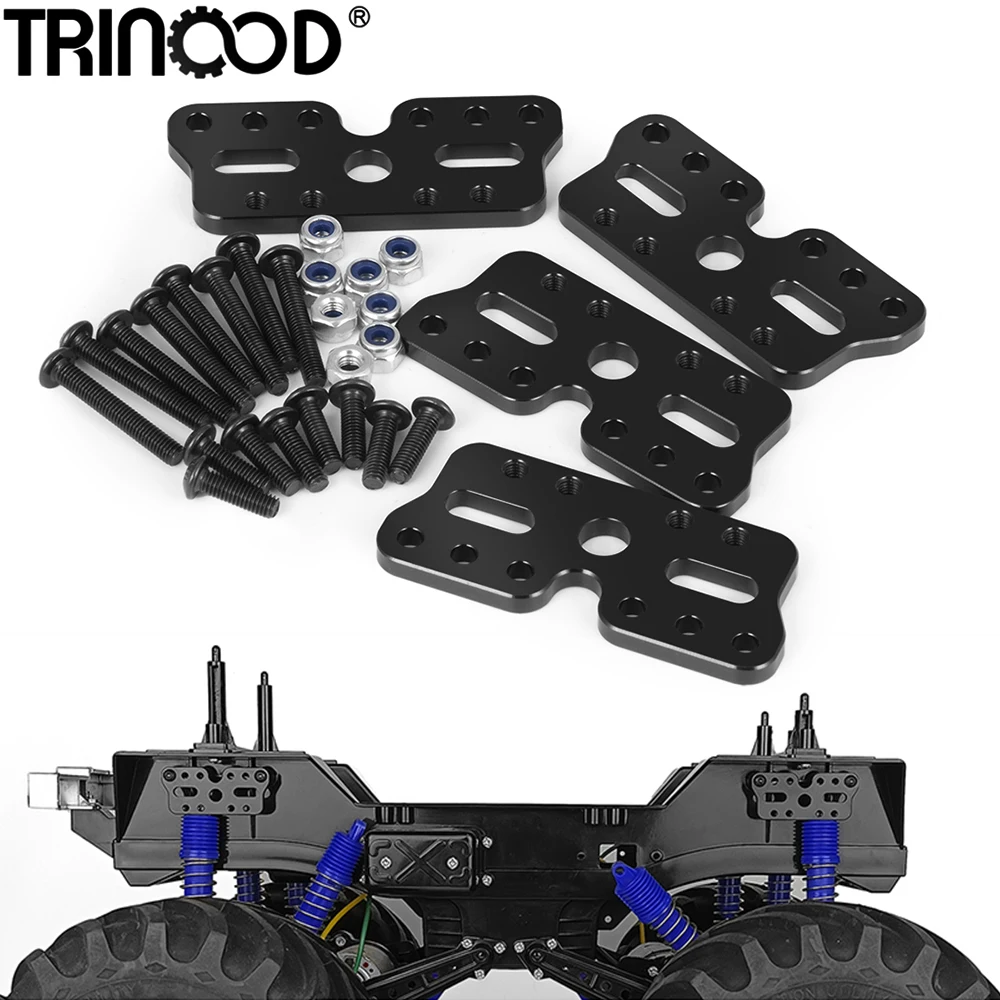 TRINOOD 4 szt. Metalowe wieże amortyzujące przednie i tylne mocowanie z podwyższonymi amortyzatorami + 10mm dla 1/10 Tamiya claod Buster 4 × 4 × 4