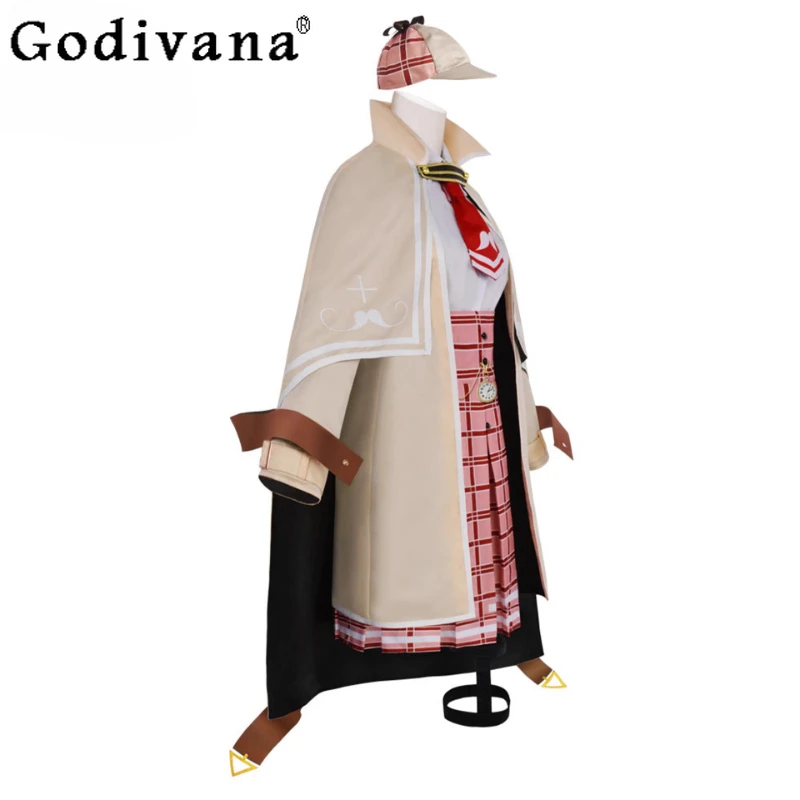 Anime Cosplay Costume for Girls Full Set Detective Halloween Uniform Outfit Women's Cap Hat Socks Prop Street Suits