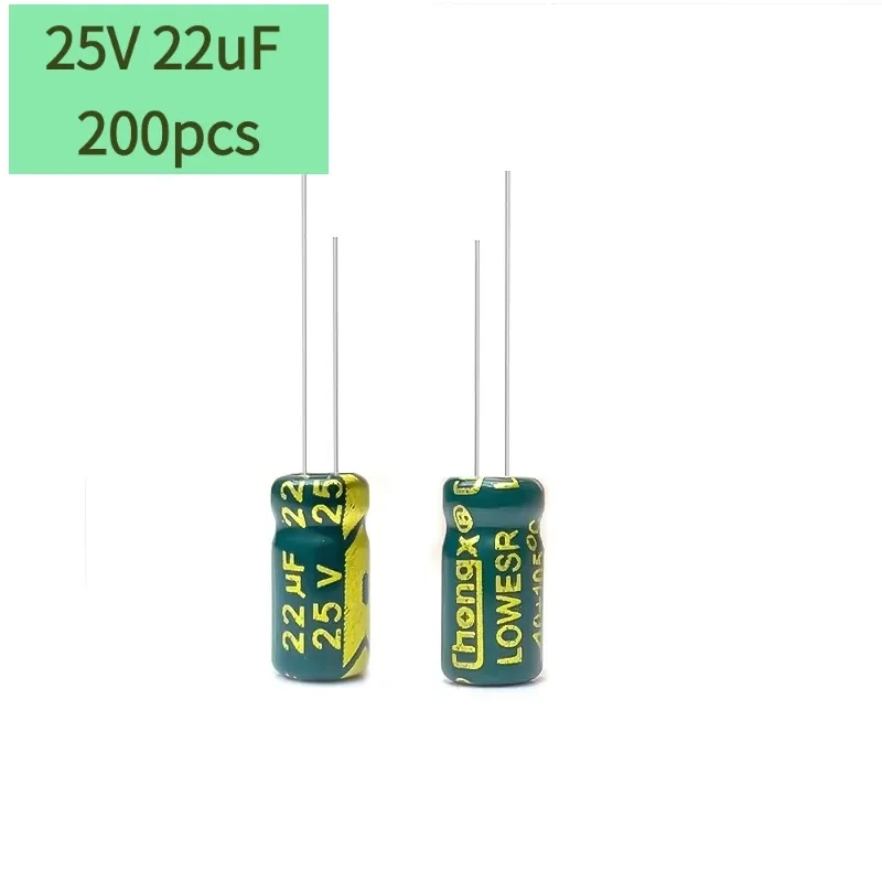 25V 22uF Electrolytic Capacitor Kit 200Pcs 4x7mm Low ESR Long Life for DIY