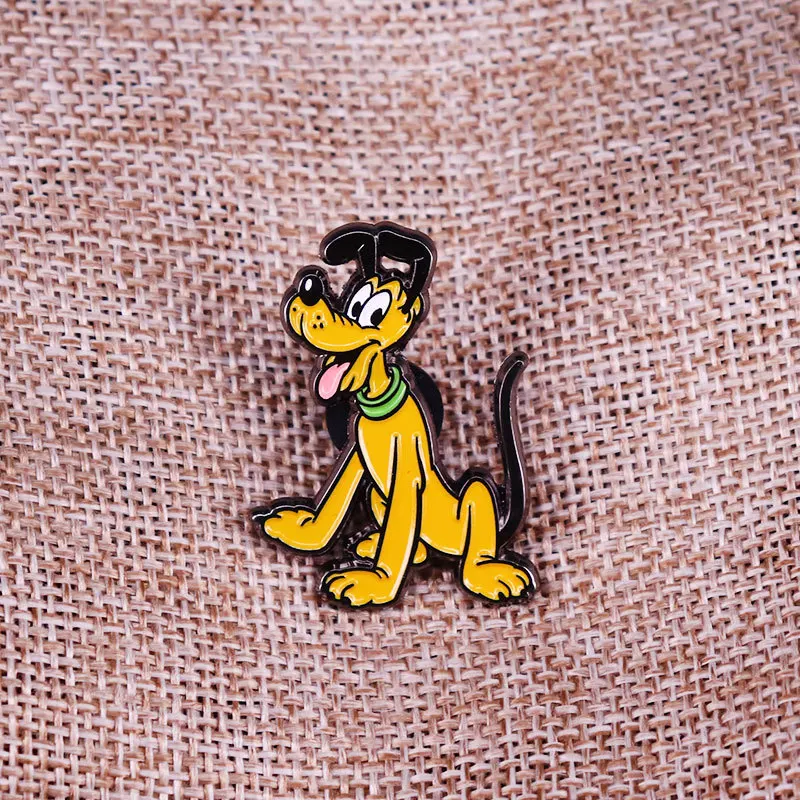 Disney Brooch Creative Cartoon Cute Mickey Pet Dog Pluto Metal Badge Lapel Pins Fashion Clothing Accessories Bag Jewelry Gifts