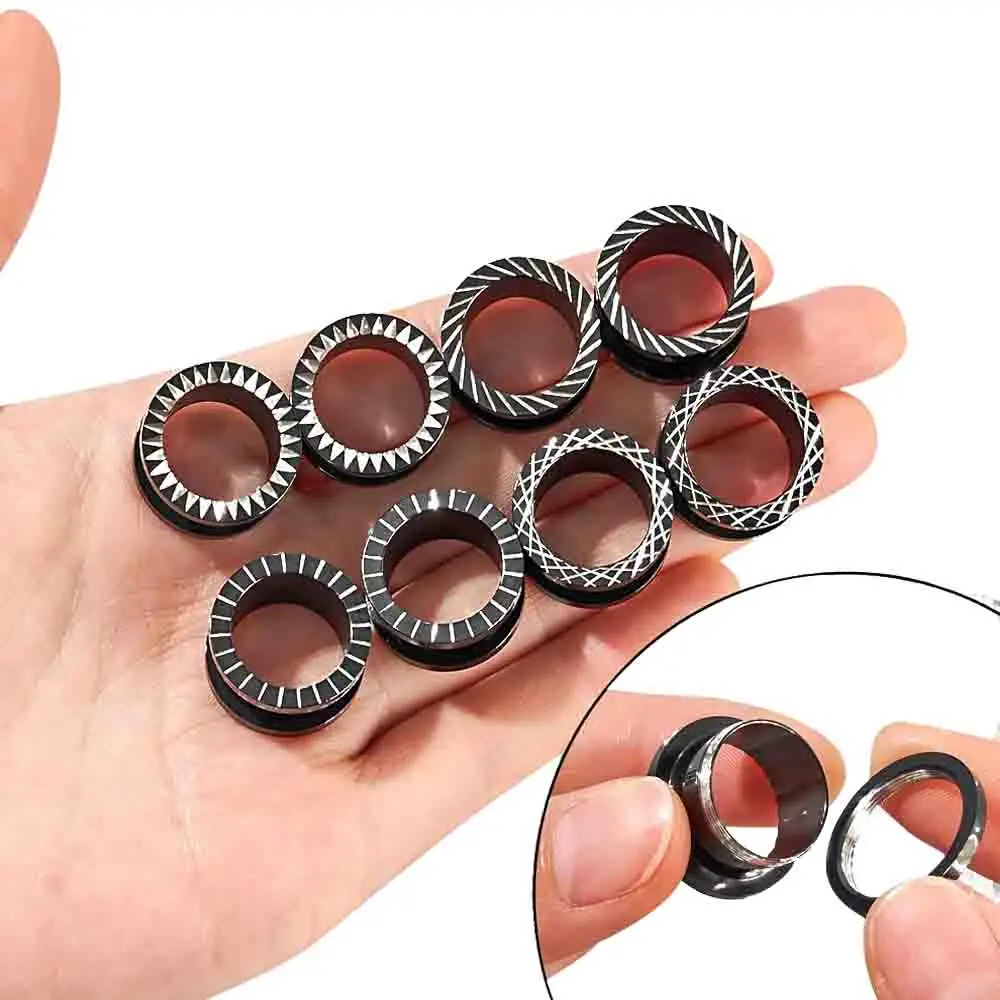 2 Pcs Stainless Steel Gauges for Ear Tunnels Plugs with Unique Line Double Flared Black Ear Stretchers Earrings Piercing 2g-5/8