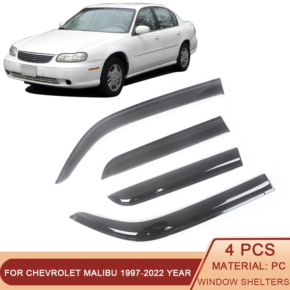 

For Chevrolet Malibu 1997-2022 Auto Black Tinted Car Side Window Visor Guard Vent Awnings Shelters Rain Guard Door Ventvisor