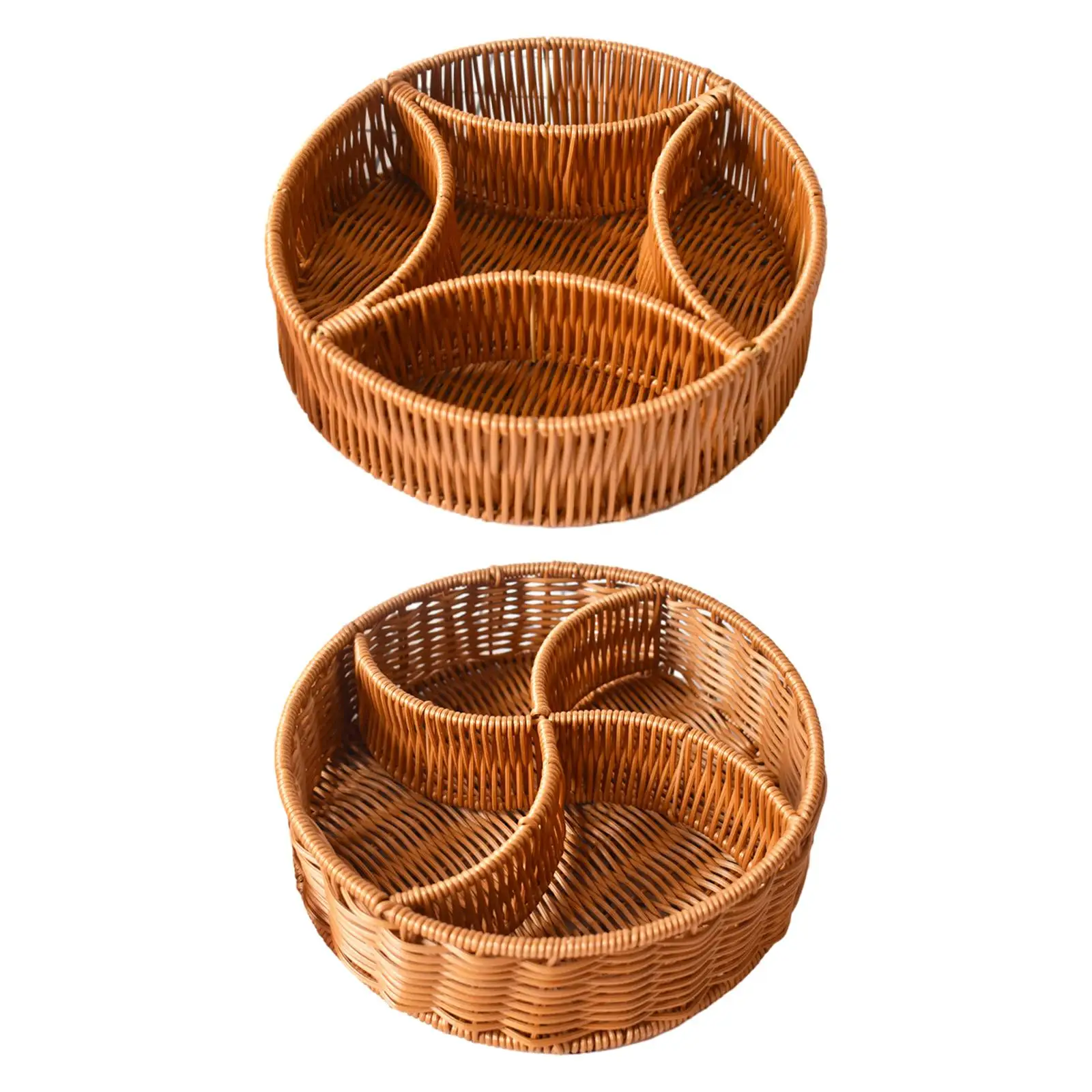 Woven Serving Basket Farmhouse Decorative Food Serving Holder Round Fruit Basket