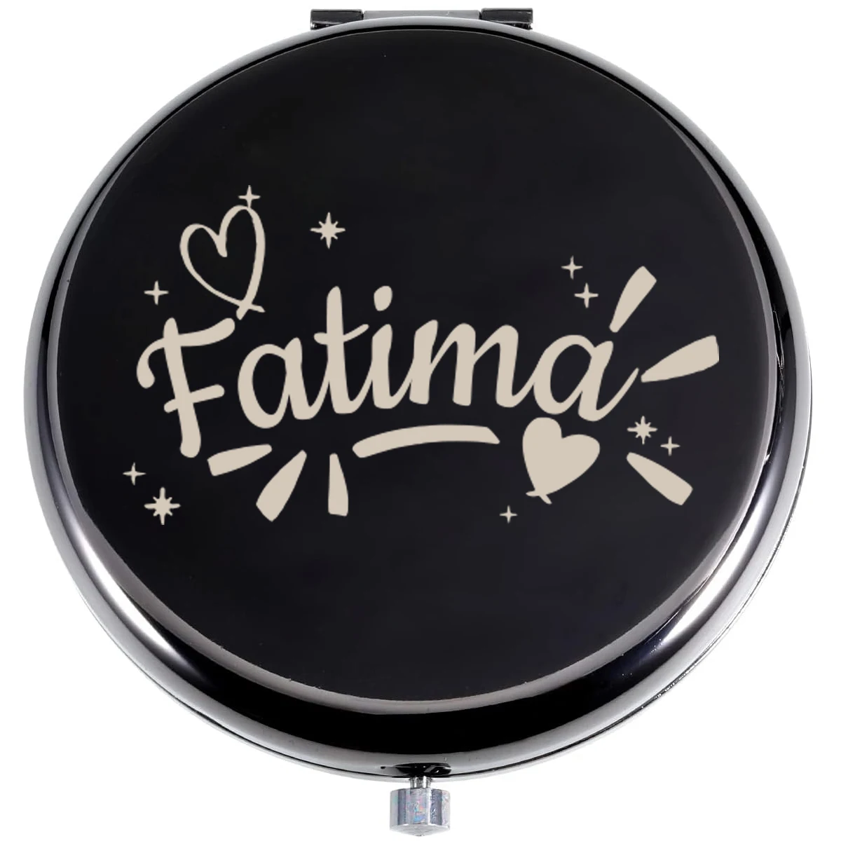 1 قطعة الحب الإبداعي مع ضوء مخصص اسم مرآة مع اسم مرآة لوضع مساحيق التجميل مرآة جيب مرآة قابلة للطي هدايا الزفاف الضيوف