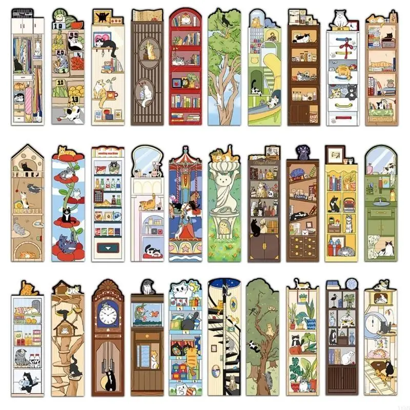 Y88B 30 Hojas Página Marcador Cats Lectura marcadores Lovely Animal Book Marker