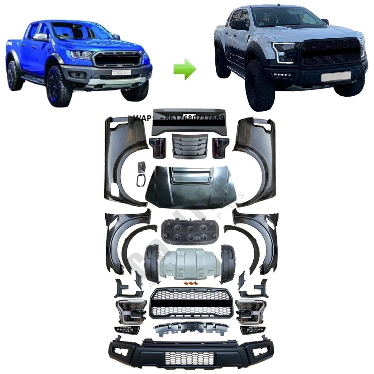 

Top Ranking Auto Body System Body Kit for Ranger T6 T7 T8 2012-2019 Upgrade to 2020 F150 raptor