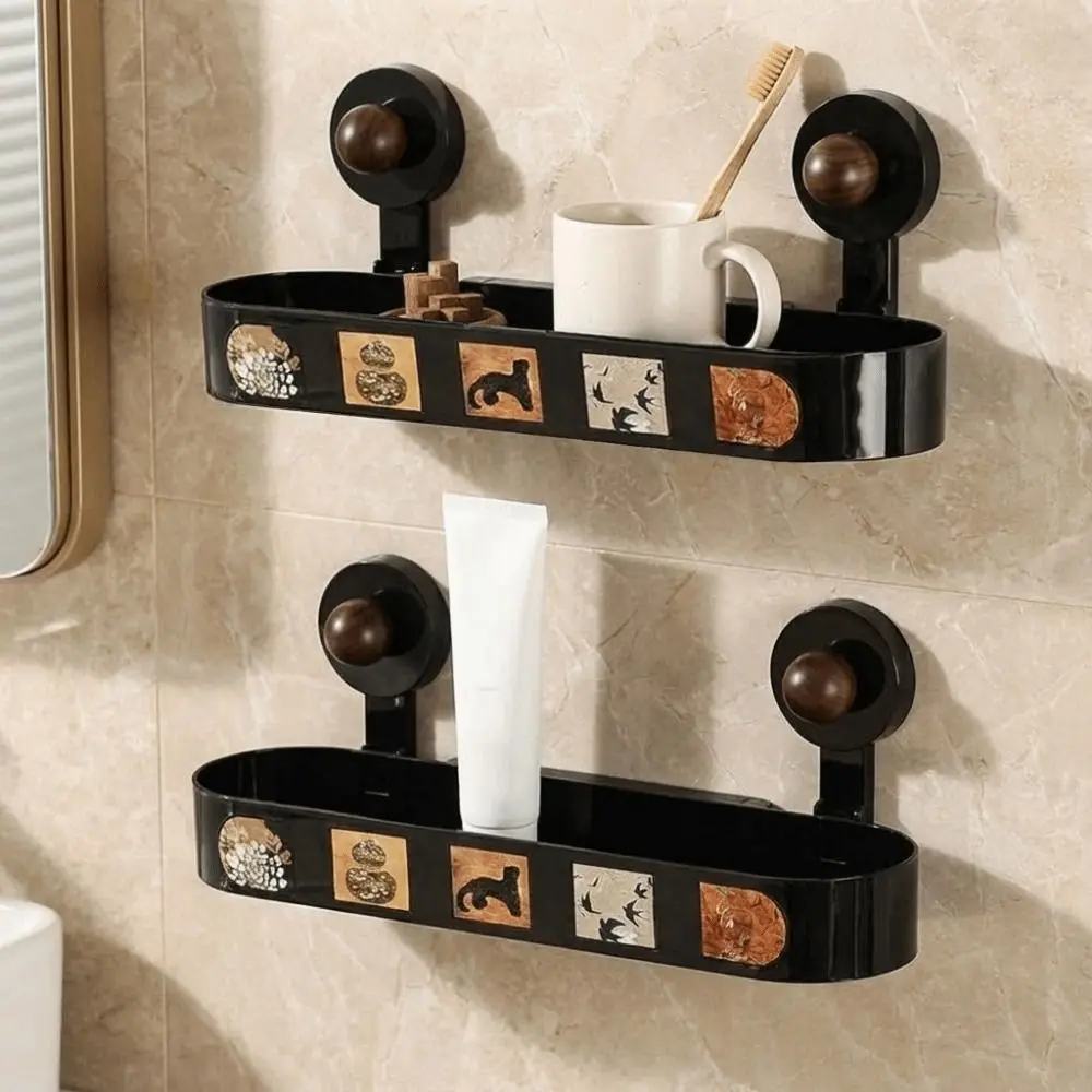 

Plastic Suction Cup Storage Rack Wall Mounted Punch Free Shampoo Storage Rack Removable Large Capacity Wall Hanging Storage Rack