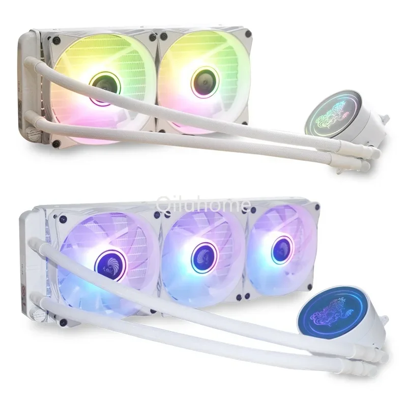 KIRIN White 240 360 Computer Multi-Platform Water-Cooled CPU Radiator Argb 5V Light Effect