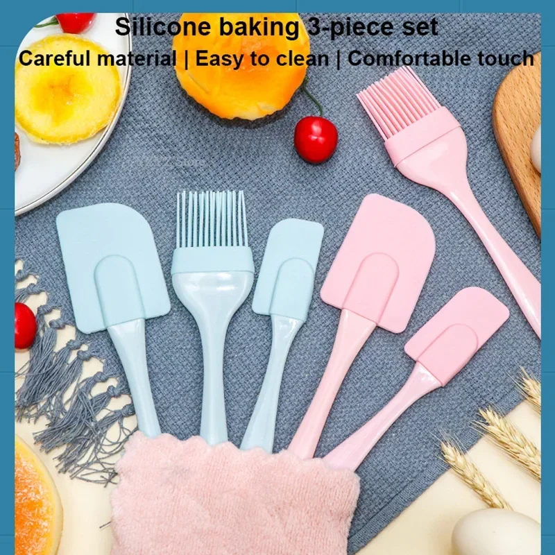 3pcs/set Silicone Molds Pastry Kitchen Utensils Reposteria Cream Spatula DIY Bread Cake Stand Stir Oil Brush Baking Bakeware Bar