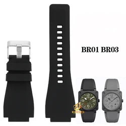 Silicone Watch Strap For Bell & Ross BR01 BR03 Raised 34 * 24mm Waterproof Sports BR-01 BR-03 Extended BR Rubber Watchband Men