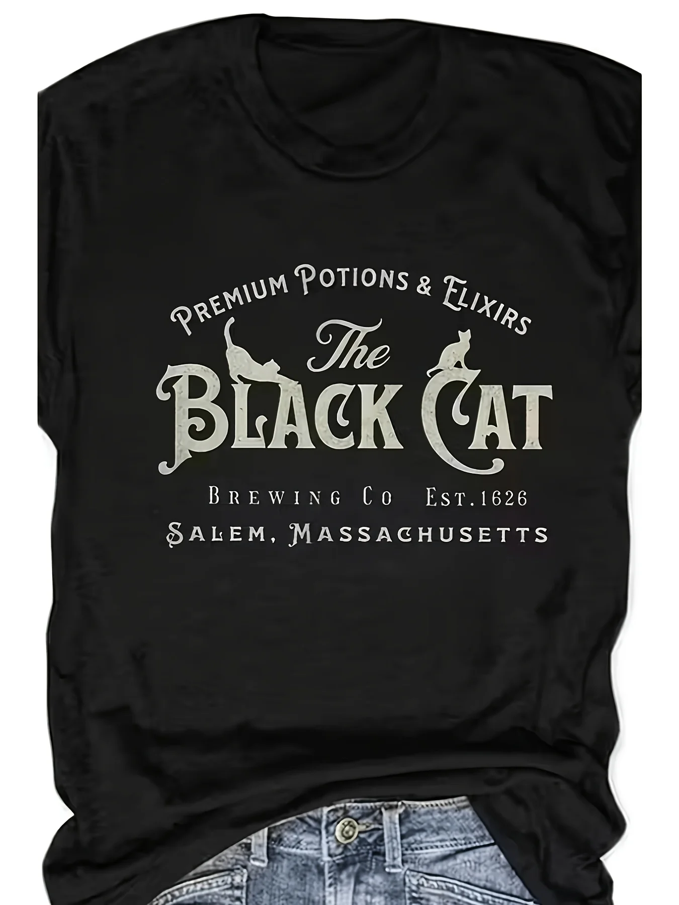 Salem Witch Trial TShirt Retro Gothic Salem Coven Black Cat Design Witchcraft History Apparel Suitable for Halloween Costumes Casual Wear Machine Washable Tee for YearRound (Salem MassacBreathable Sweat-wicking and Soft Suitable for Daily Commutes