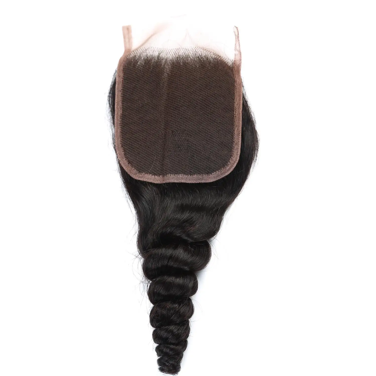 4x4 ルーズウェーブ レースクロージャー 14～22インチ ペルー産人毛クロージャー 透明スイスレース フリーパート レースクロージャー 女性用