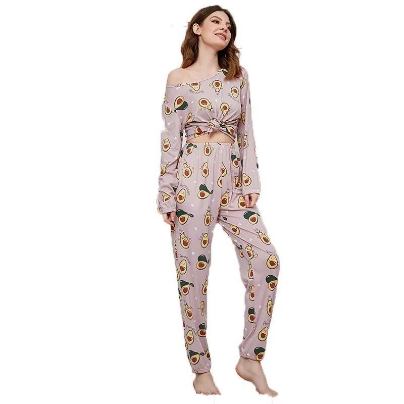 Autumn and Winter Models of Christmas Pajamas Homewear Set of Women\'s Milk Silk Printing Fabric Long-Sleeved Long Pants Suit