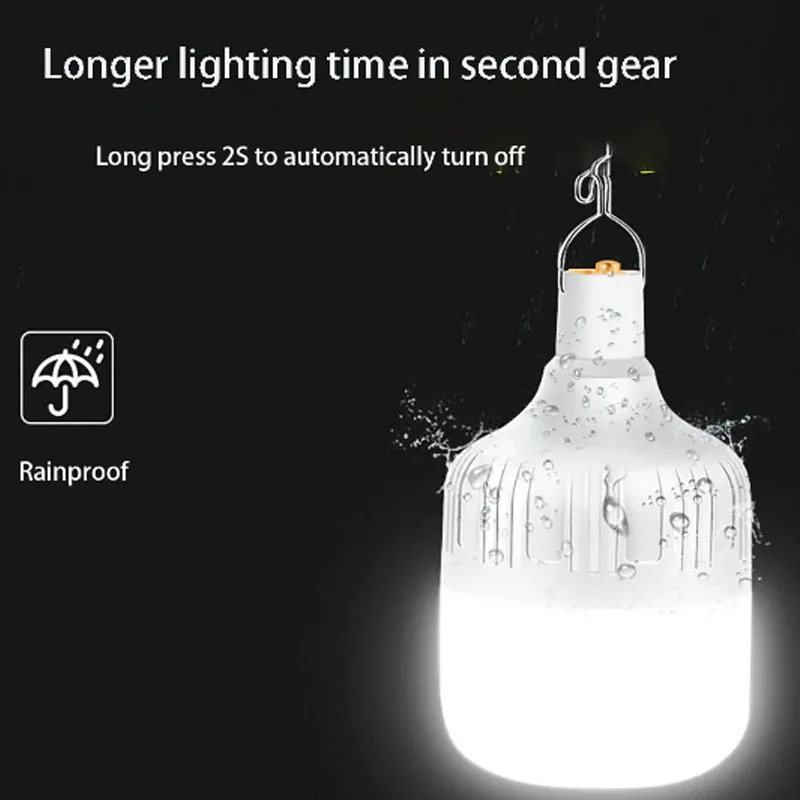 LED Portable Camping Lights 80W Rechargeable Lamp Lantern Emergency Light Tents Lighting Flashlight Equipment Bulb Outdoor Tools