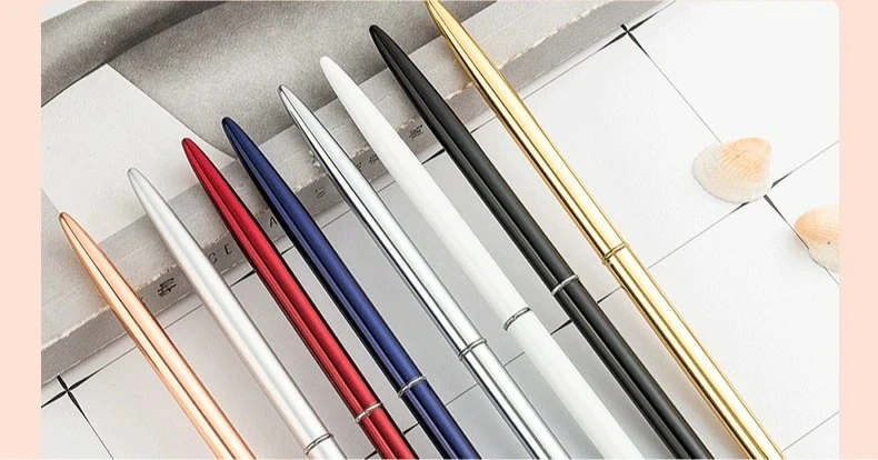 Metall-Kugelschreiber, schwarze Tinte, schlanker, leichter, glatter Schreibstift, für Business, Büro, Lehrer, Studenten, Hochzeitsgäste – Detail 1