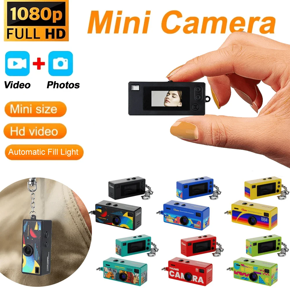 CHEGIT pouce porte-clés caméra 0.96 pouces Mini caméra d'action rétro Support carte mémoire 1080P très petit caméscope enregistreur vidéo