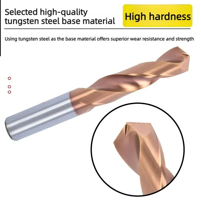 HRC65 Solid Carbide Twist Drill D2-16mm for Stainless Steel/Steel/Cast Iron, CNC Precision Hole Drilling Bit Tool