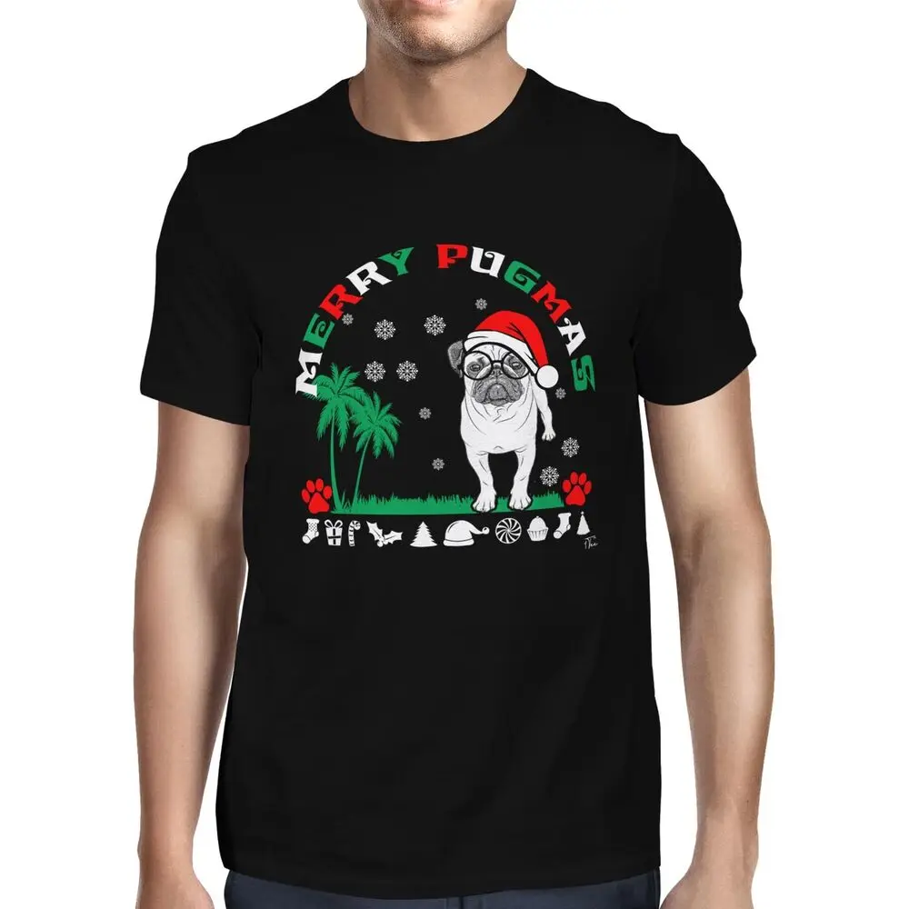 Mens Merry Pugmas Christmas T-ShirtUnisex Women's Summer Cotton Luxury Brand Retro OversizedUnisex T-shirts for Men Women 