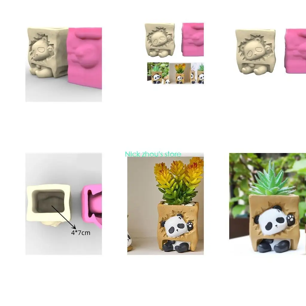 

E15E Panda Shaped Planter Mold Flowerpots Molds Silicone Concrete Mould DIY Hand-Making Supplies for Flowerpot Crafting