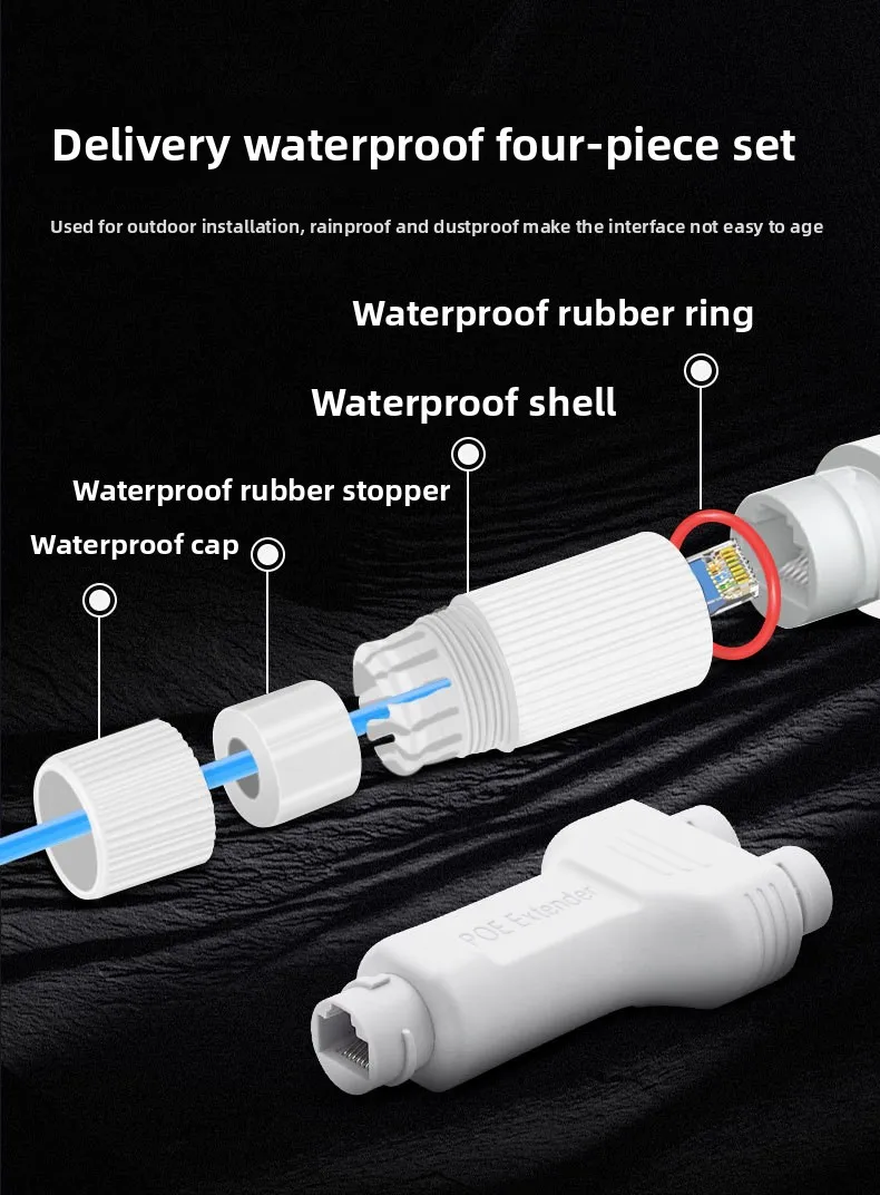 표준 100M 1입력 2출력 방수 POE 익스텐더/리피터, PoE 스위치 IP 카메라용 30W 고출력 플러그 앤 플레이